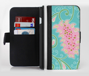 The Pink & Teal Paisley Design Ink-Fuzed Leather Folding Wallet Credit-Card Case for the Apple iPhone 6/6s, 6/6s Plus, 5/5s and 5c