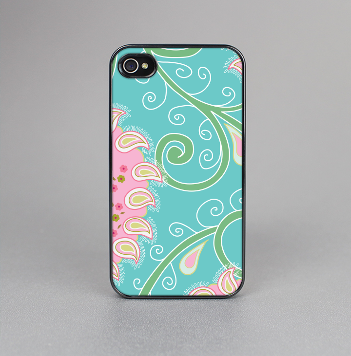 The Pink & Teal Paisley Design Skin-Sert for the Apple iPhone 4-4s Skin-Sert Case