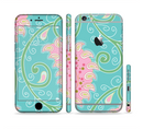 The Pink & Teal Paisley Design Sectioned Skin Series for the Apple iPhone 6/6s Plus