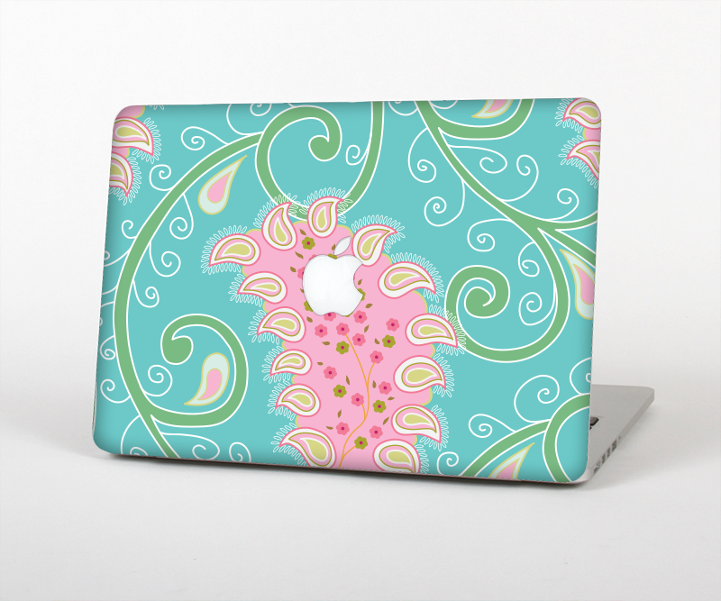 The Pink & Teal Paisley Design Skin Set for the Apple MacBook Pro 15" with Retina Display