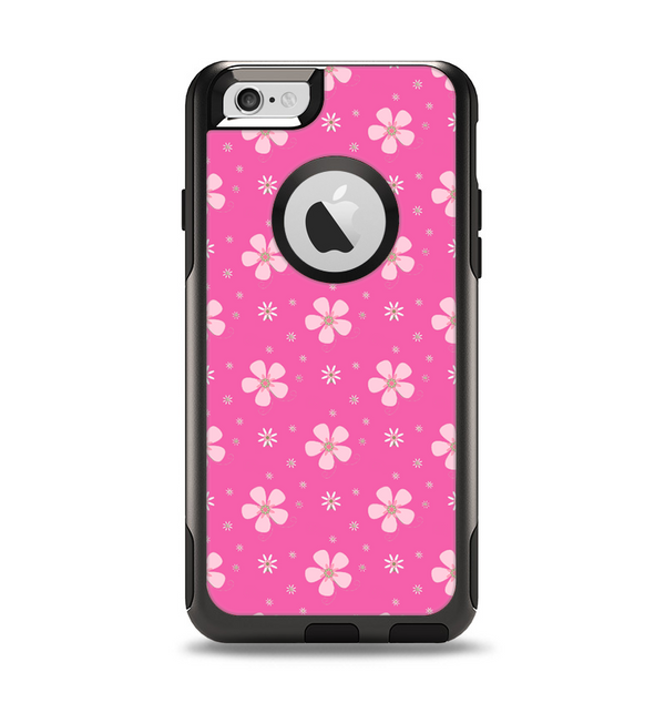 The Pink & Tiny White Floral Pattern Apple iPhone 6 Otterbox Commuter Case Skin Set