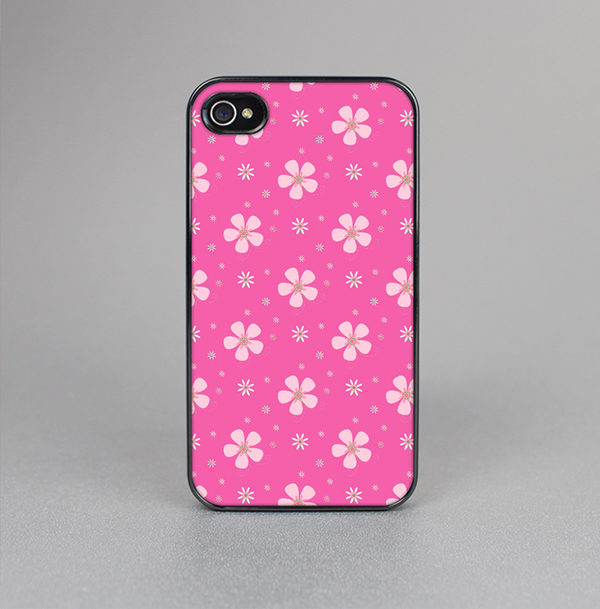 The Pink & Tiny White Floral Pattern Skin-Sert for the Apple iPhone 4-4s Skin-Sert Case