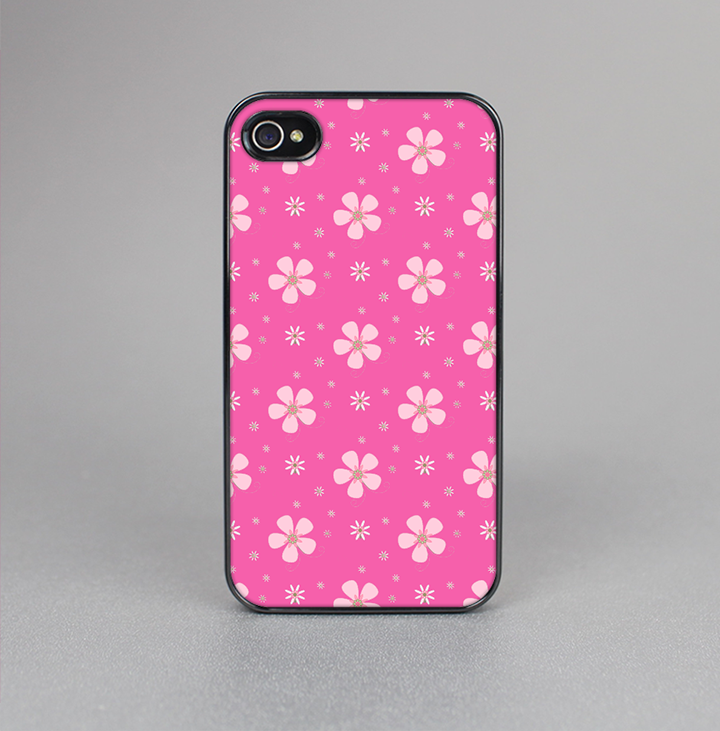 The Pink & Tiny White Floral Pattern Skin-Sert for the Apple iPhone 4-4s Skin-Sert Case