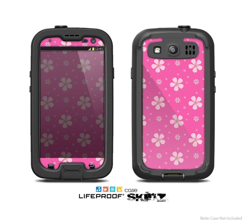 The Pink & Tiny White Floral Pattern Skin For The Samsung Galaxy S3 LifeProof Case