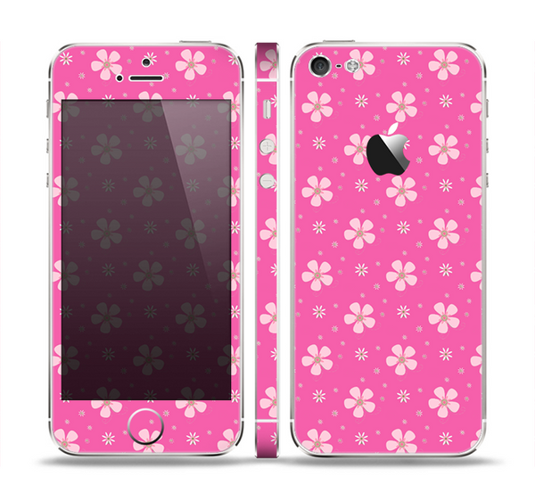 The Pink & Tiny White Floral Pattern Skin Set for the Apple iPhone 5