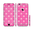 The Pink & Tiny White Floral Pattern Sectioned Skin Series for the Apple iPhone 6s Plus
