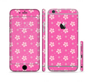 The Pink & Tiny White Floral Pattern Sectioned Skin Series for the Apple iPhone 6/6s Plus