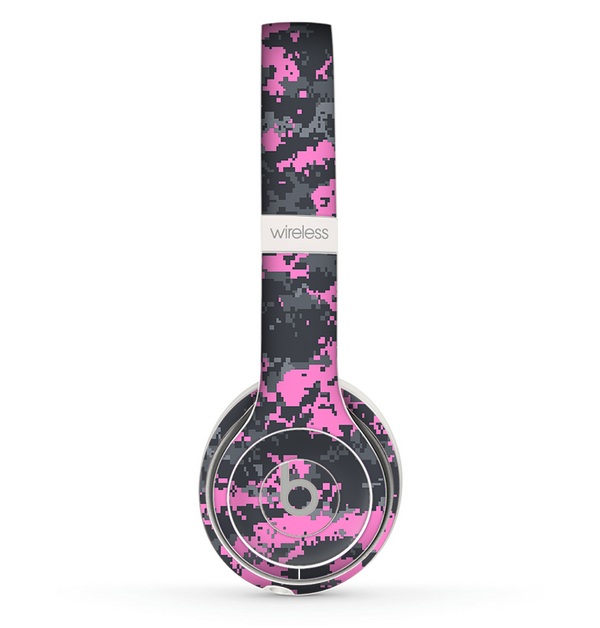 The Pink V3 and Gray Digital Camouflage Skin Set for the Beats by Dre Solo 2 Wireless Headphones