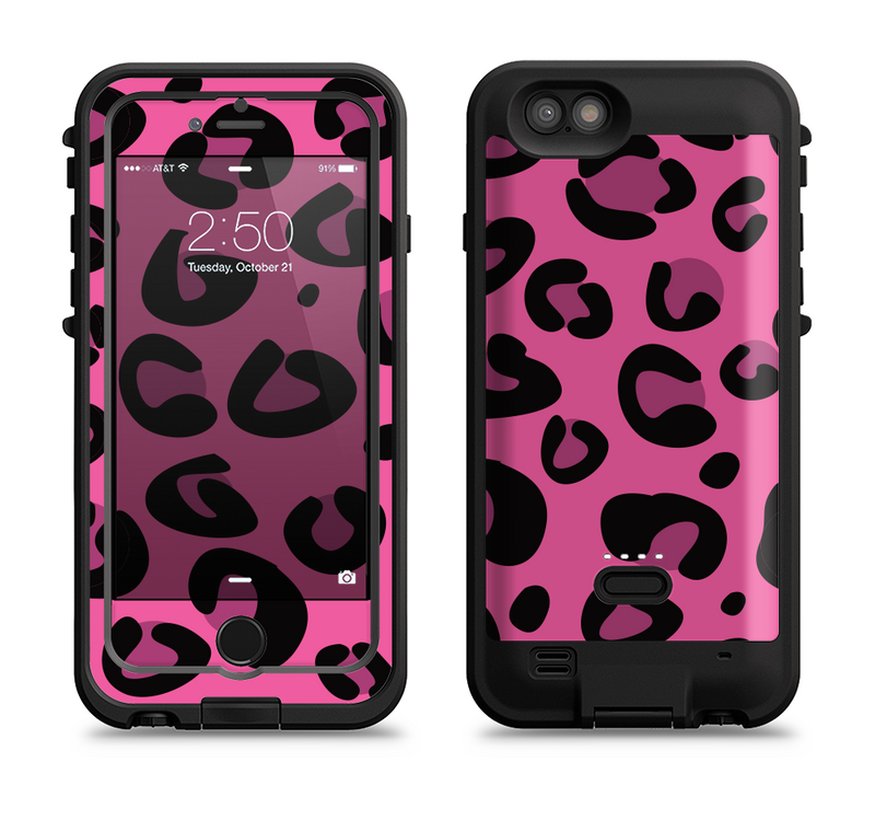 The Pink Vector Cheetah Print Apple iPhone 6/6s LifeProof Fre POWER Case Skin Set