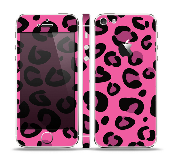 The Pink Vector Cheetah Print Skin Set for the Apple iPhone 5