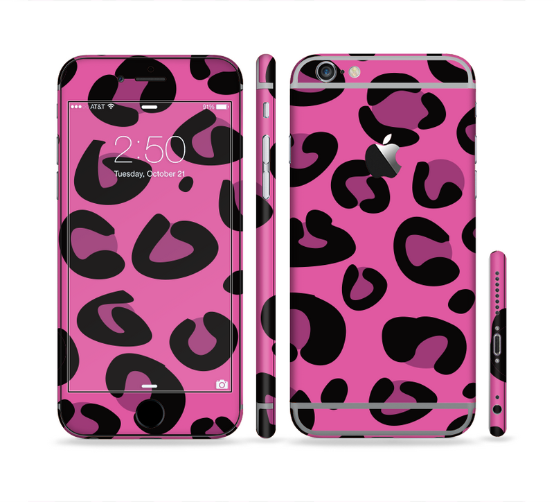 The Pink Vector Cheetah Print Sectioned Skin Series for the Apple iPhone 6 Plus