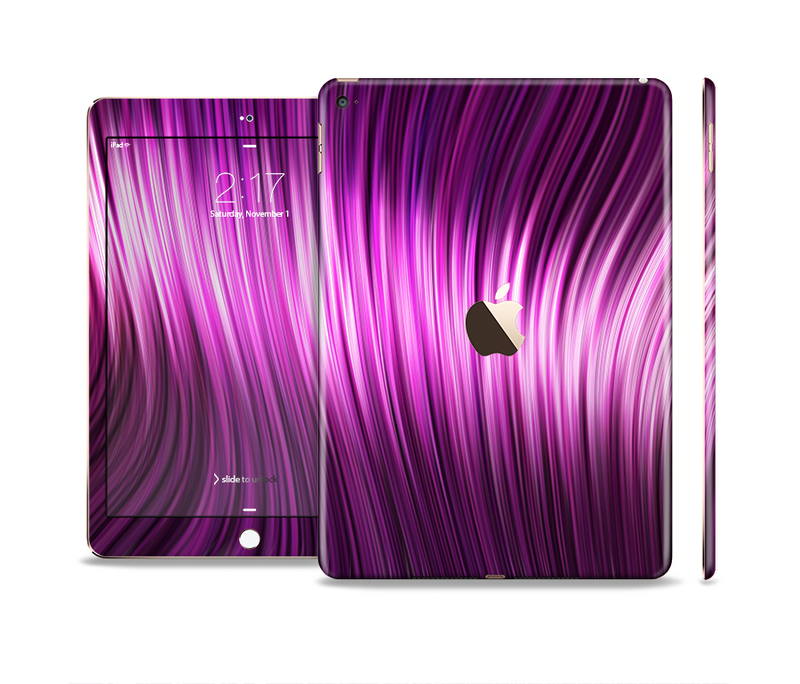 The Pink Vector Swirly HD Strands Skin Set for the Apple iPad Pro