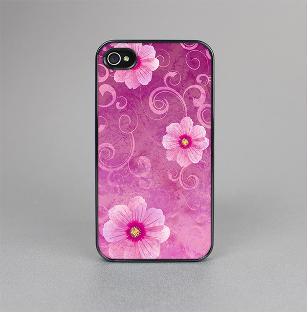 The Pink Vintage Flowers with Swirls Skin-Sert for the Apple iPhone 4-4s Skin-Sert Case
