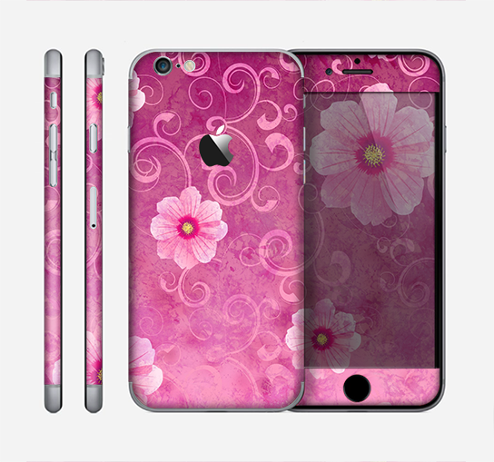 The Pink Vintage Flowers with Swirls Skin for the Apple iPhone 6