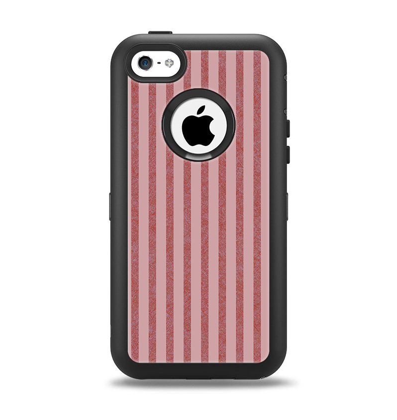 The Pink Vintage Stripe Pattern v7 Apple iPhone 5c Otterbox Defender Case Skin Set