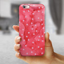 The Pink WAtercolor Grunge with Polka Dots iPhone 6/6s or 6/6s Plus 2-Piece Hybrid INK-Fuzed Case