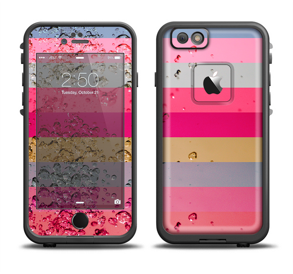 The Pink Water Stripes Apple iPhone 6 LifeProof Fre Case Skin Set