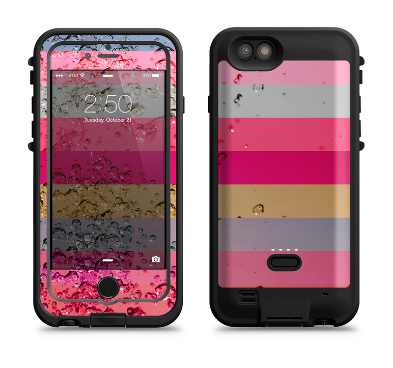 The Pink Water Stripes Apple iPhone 6/6s LifeProof Fre POWER Case Skin Set