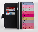 The Pink Water Stripes Ink-Fuzed Leather Folding Wallet Credit-Card Case for the Apple iPhone 6/6s, 6/6s Plus, 5/5s and 5c