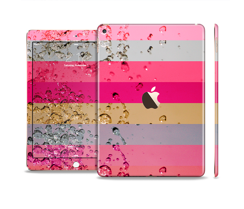 The Pink Water Stripes Skin Set for the Apple iPad Pro