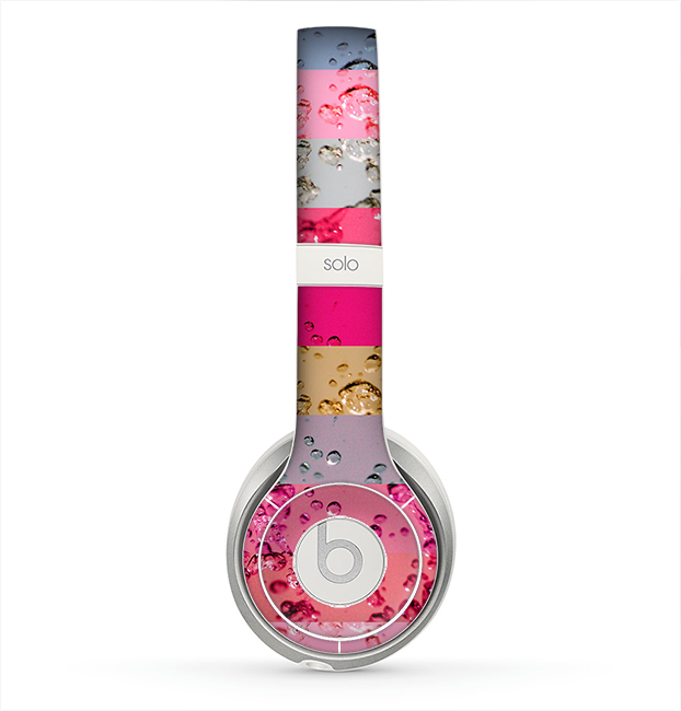 The Pink Water Stripes Skin for the Beats by Dre Solo 2 Headphones