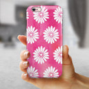 The Pink Watercolor Grunge Surface with White Floral Pattern iPhone 6/6s or 6/6s Plus 2-Piece Hybrid INK-Fuzed Case