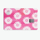 The Pink Watercolor Grunge Surface with White Floral Pattern - Premium Protective Decal Skin-Kit for the Apple Credit Card