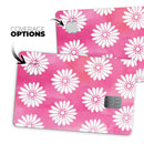 The Pink Watercolor Grunge Surface with White Floral Pattern - Premium Protective Decal Skin-Kit for the Apple Credit Card