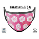 The Pink Watercolor Grunge Surface with White Floral Pattern - Made in USA Mouth Cover Unisex Anti-Dust Cotton Blend Reusable & Washable Face Mask with Adjustable Sizing for Adult or Child