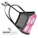 The Pink Watercolor Grunge Surface with White Floral Pattern - Made in USA Mouth Cover Unisex Anti-Dust Cotton Blend Reusable & Washable Face Mask with Adjustable Sizing for Adult or Child