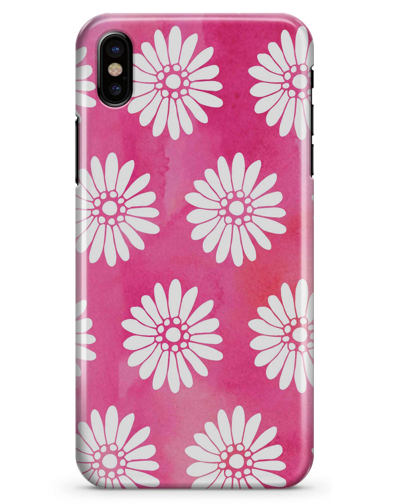 The Pink Watercolor Grunge Surface with White Floral Pattern - iPhone X Clipit Case