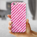 The Pink Watercolor Grunge with Slanted Stripes iPhone 6/6s or 6/6s Plus 2-Piece Hybrid INK-Fuzed Case