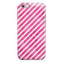 The Pink Watercolor Grunge with Slanted Stripes iPhone 6/6s or 6/6s Plus 2-Piece Hybrid INK-Fuzed Case