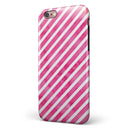 The Pink Watercolor Grunge with Slanted Stripes iPhone 6/6s or 6/6s Plus 2-Piece Hybrid INK-Fuzed Case
