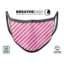 The Pink Watercolor Grunge with Slanted Stripes - Made in USA Mouth Cover Unisex Anti-Dust Cotton Blend Reusable & Washable Face Mask with Adjustable Sizing for Adult or Child