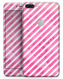 The Pink Watercolor Grunge with Slanted Stripes - Skin-kit for the iPhone 8 or 8 Plus