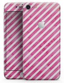 The Pink Watercolor Grunge with Slanted Stripes - Skin-kit for the iPhone 8 or 8 Plus