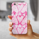 The Pink Watercolor Mosiac Hearts iPhone 6/6s or 6/6s Plus 2-Piece Hybrid INK-Fuzed Case