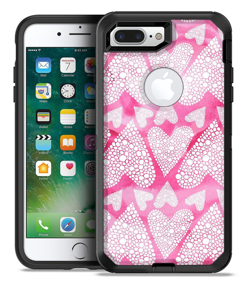 The Pink Watercolor Mosiac Hearts - iPhone 7 Plus/8 Plus OtterBox Case & Skin Kits