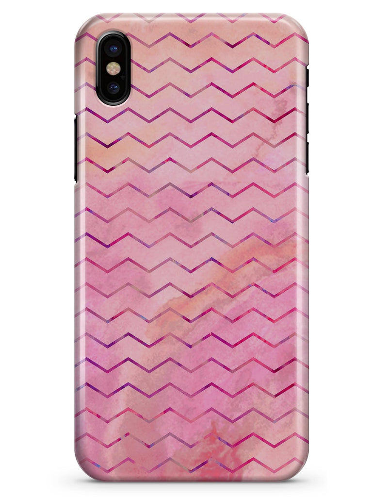 The Pink Watercolor Paint Blend with Multicolor Chevron  - iPhone X Clipit Case