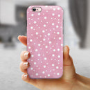 The Pink Watercolor Surface with White Polka Dots iPhone 6/6s or 6/6s Plus 2-Piece Hybrid INK-Fuzed Case