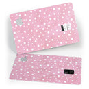 The Pink Watercolor Surface with White Polka Dots - Premium Protective Decal Skin-Kit for the Apple Credit Card