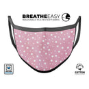 The Pink Watercolor Surface with White Polka Dots - Made in USA Mouth Cover Unisex Anti-Dust Cotton Blend Reusable & Washable Face Mask with Adjustable Sizing for Adult or Child