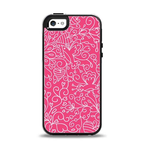 The Pink & White Abstract Illustration V3 Apple iPhone 5-5s Otterbox Symmetry Case Skin Set