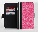 The Pink & White Abstract Illustration V3 Ink-Fuzed Leather Folding Wallet Credit-Card Case for the Apple iPhone 6/6s, 6/6s Plus, 5/5s and 5c