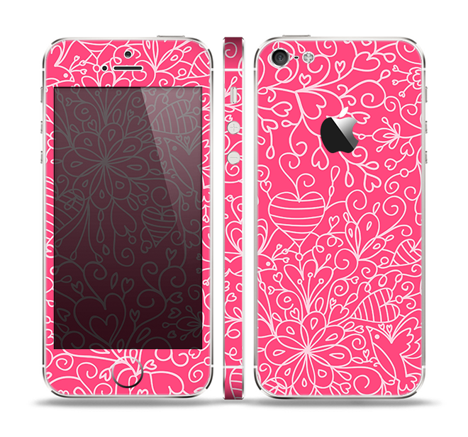 The Pink & White Abstract Illustration V3 Skin Set for the Apple iPhone 5