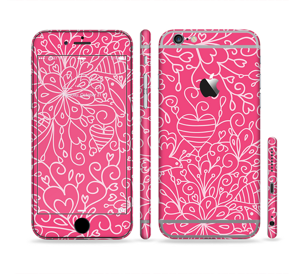 The Pink & White Abstract Illustration V3 Sectioned Skin Series for the Apple iPhone 6 Plus