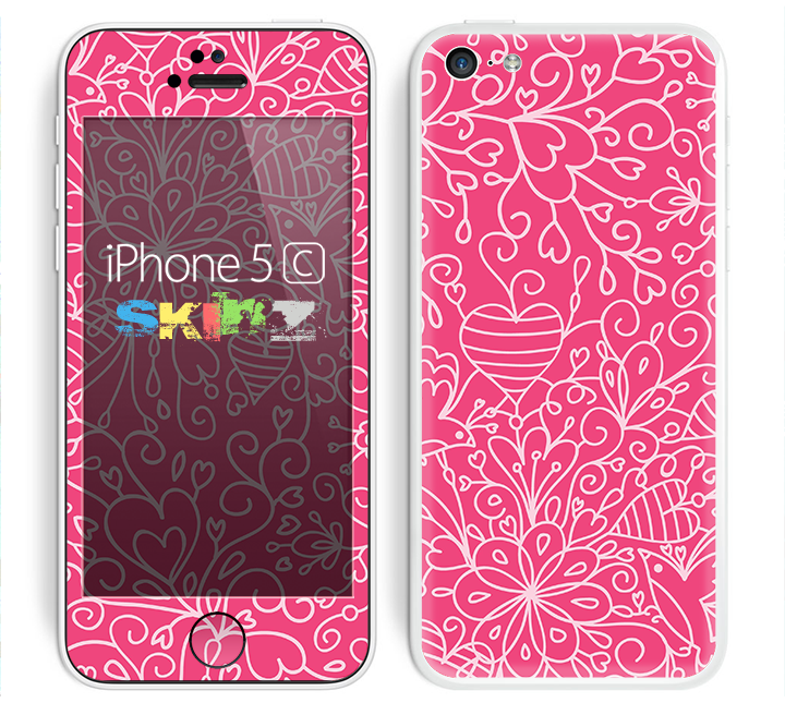 The Pink & White Abstract Illustration V3 Skin for the Apple iPhone 5c