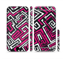 The Pink & White Abstract Maze Pattern Sectioned Skin Series for the Apple iPhone 6s Plus