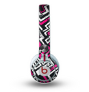 The Pink & White Abstract Maze Pattern Skin for the Beats by Dre Mixr Headphones